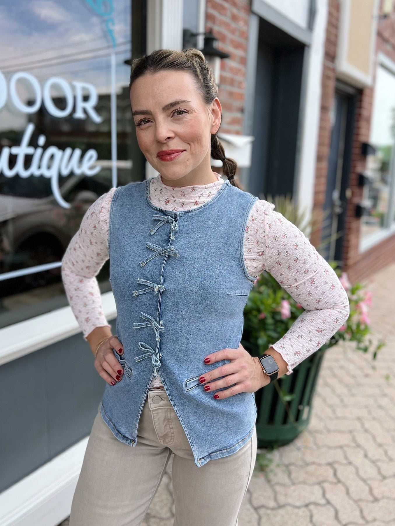 Denim Tied Fitted Vest