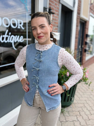 Denim Tied Fitted Vest