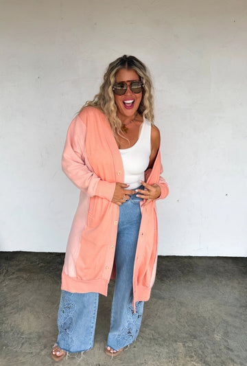 Sweatshirt Duster Length Cardigan