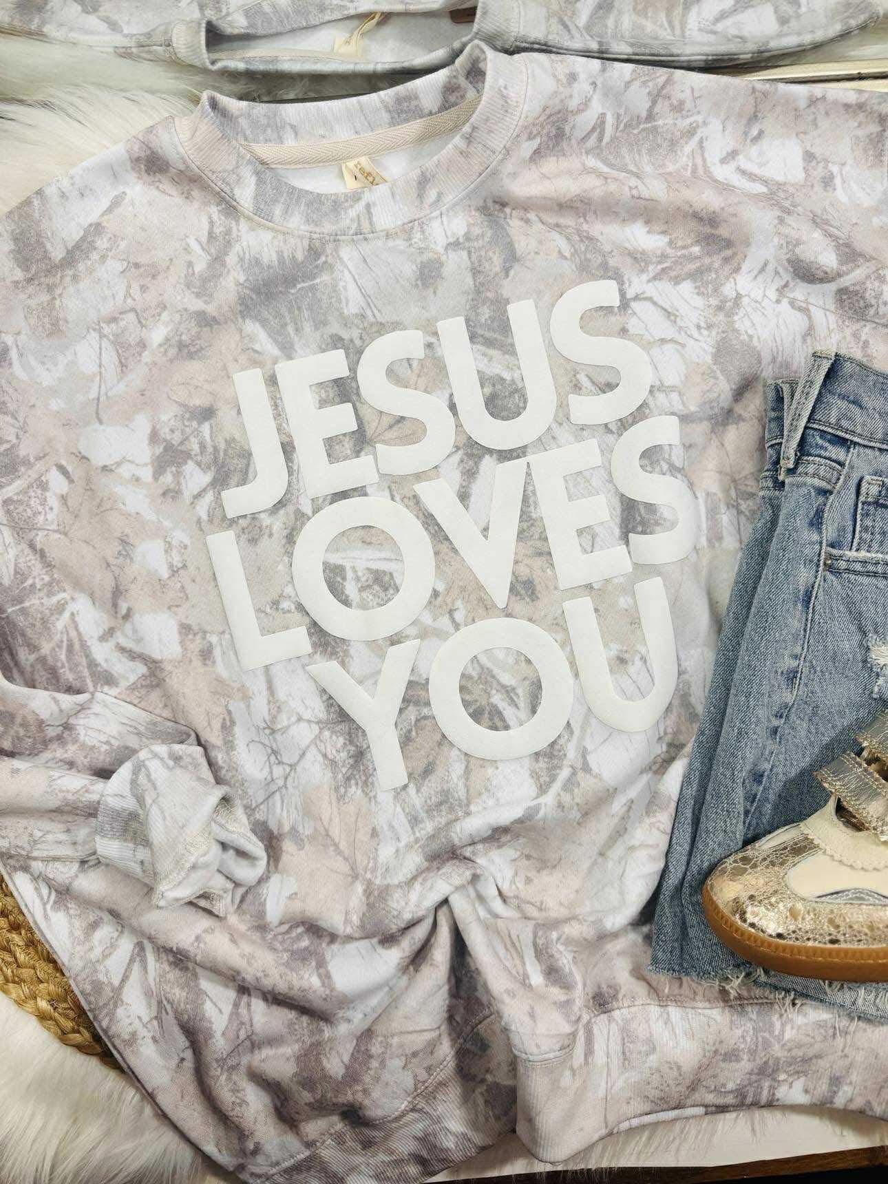 Jesus Loves You Camo Crewneck