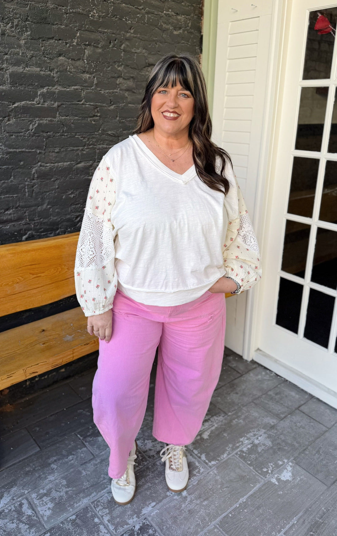 Curvy Pink Barrel Leg Pants