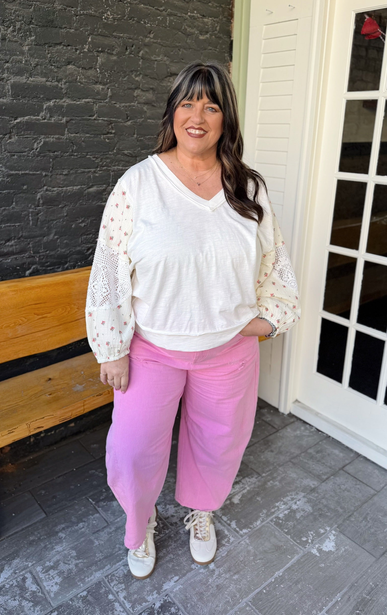 Curvy Pink Barrel Leg Pants