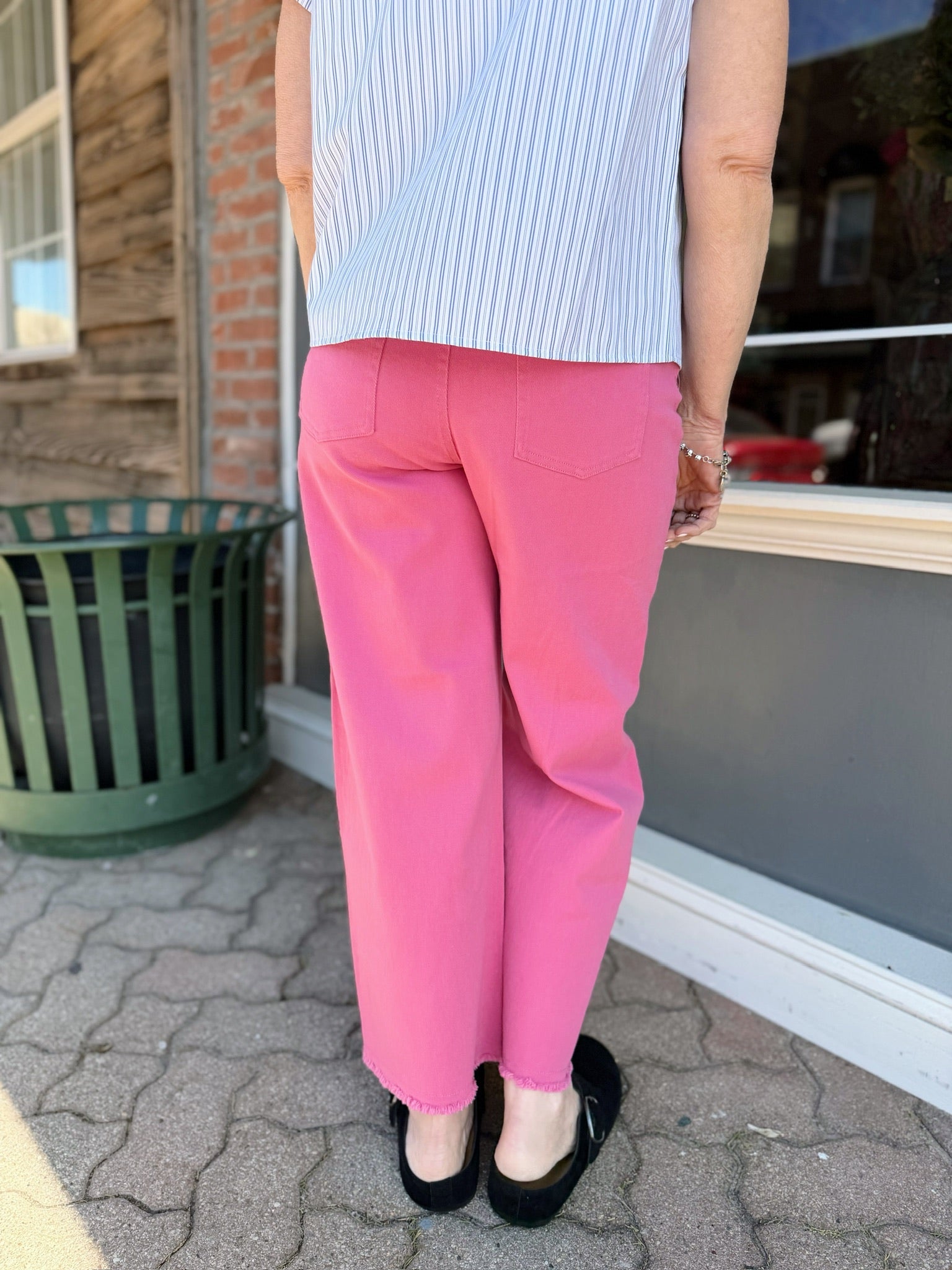 Button Front Stretch Twill Pants