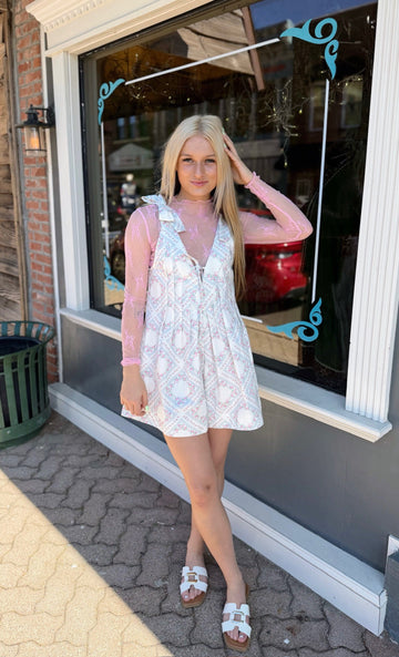 Ditsy Floral Romper with Bows on Shoulders