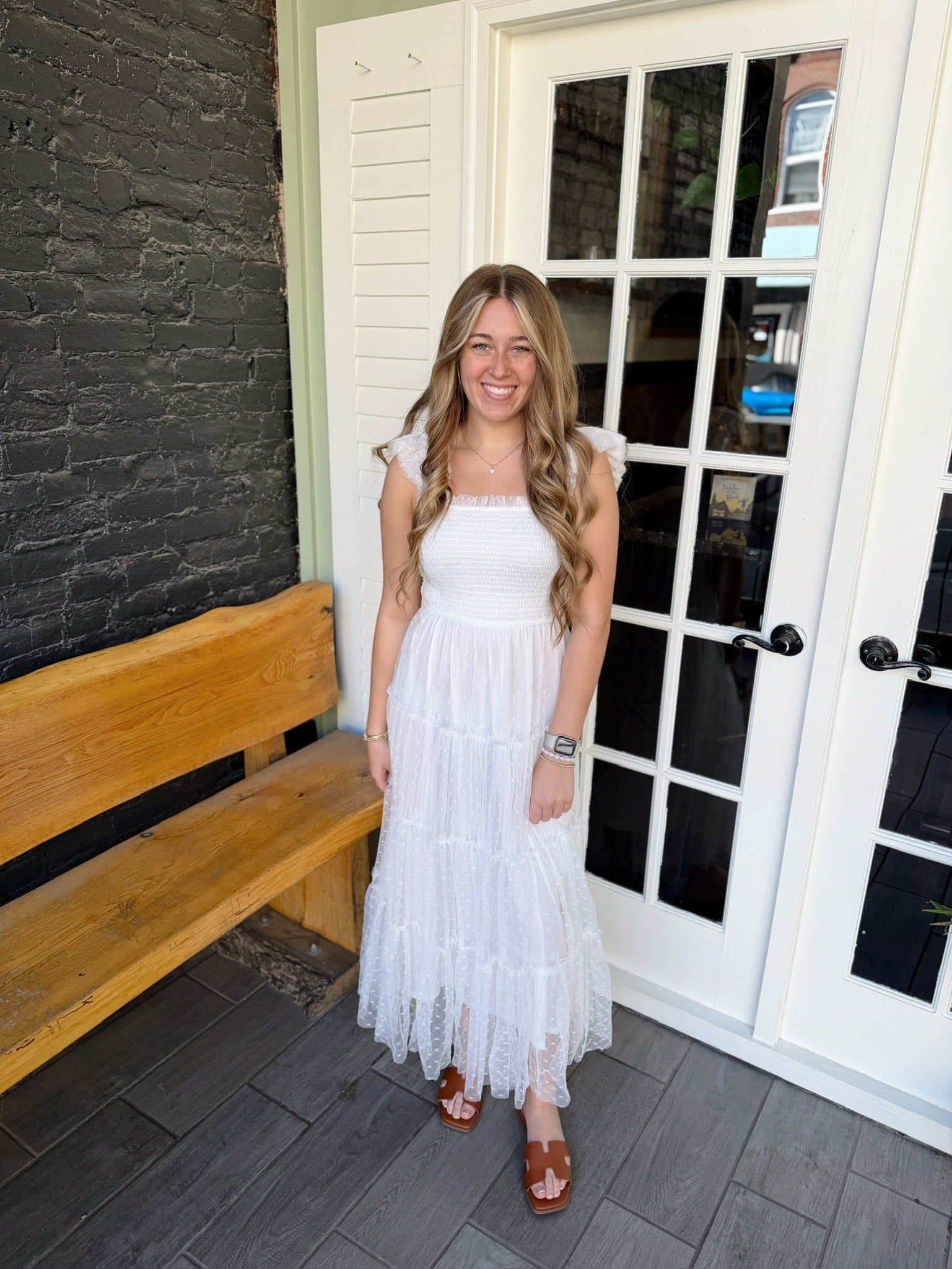 Polka Dot Print Tulle Tiered Midi Dress