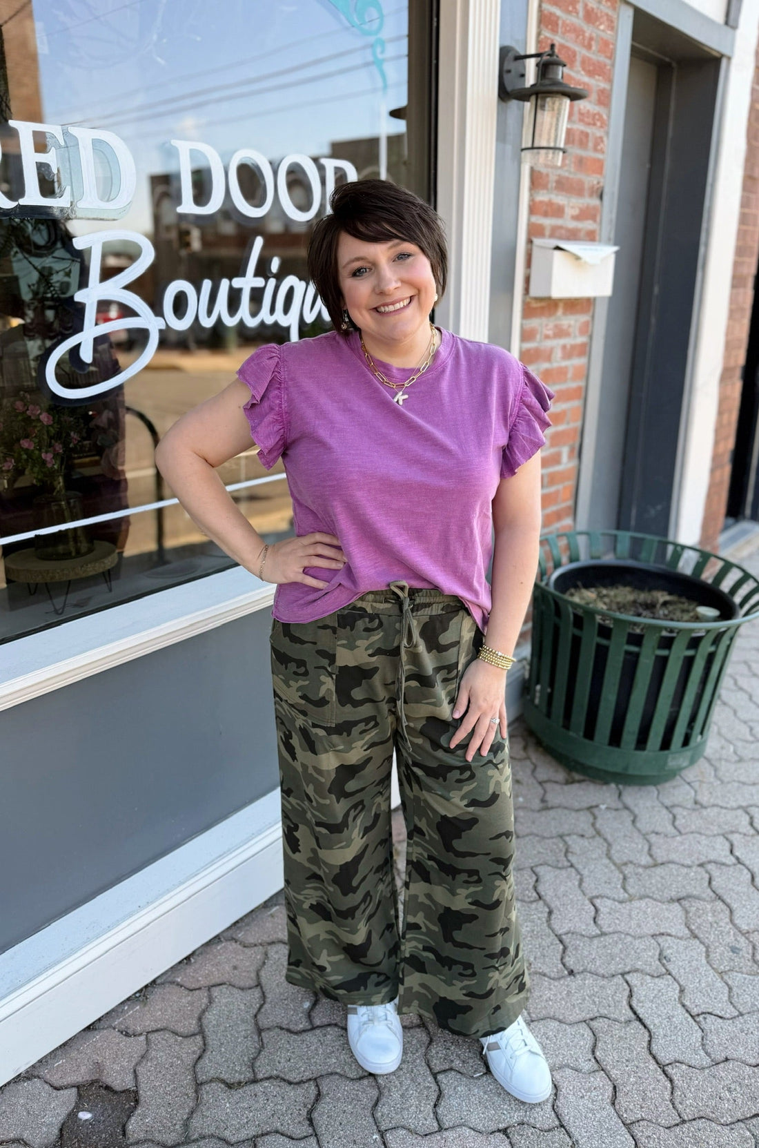 Camo Wide Leg Cotton Pants