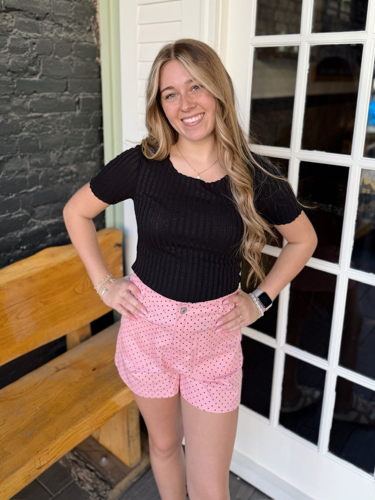 Lettuce Hem Short Sleeve Ribbed Top