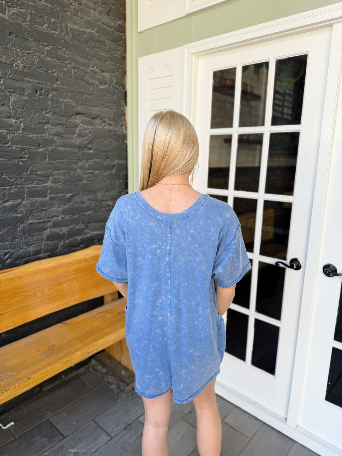 Blue Romper With Side Pockets