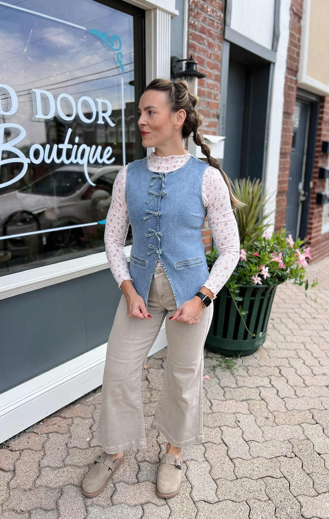 Newlin's Taupe TC Mid Rise Crop Wide Leg Jeans
