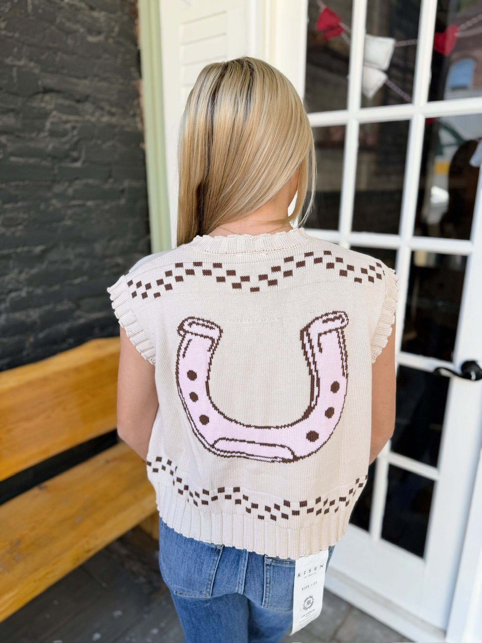 Brown Horse Button Up Knit Vest