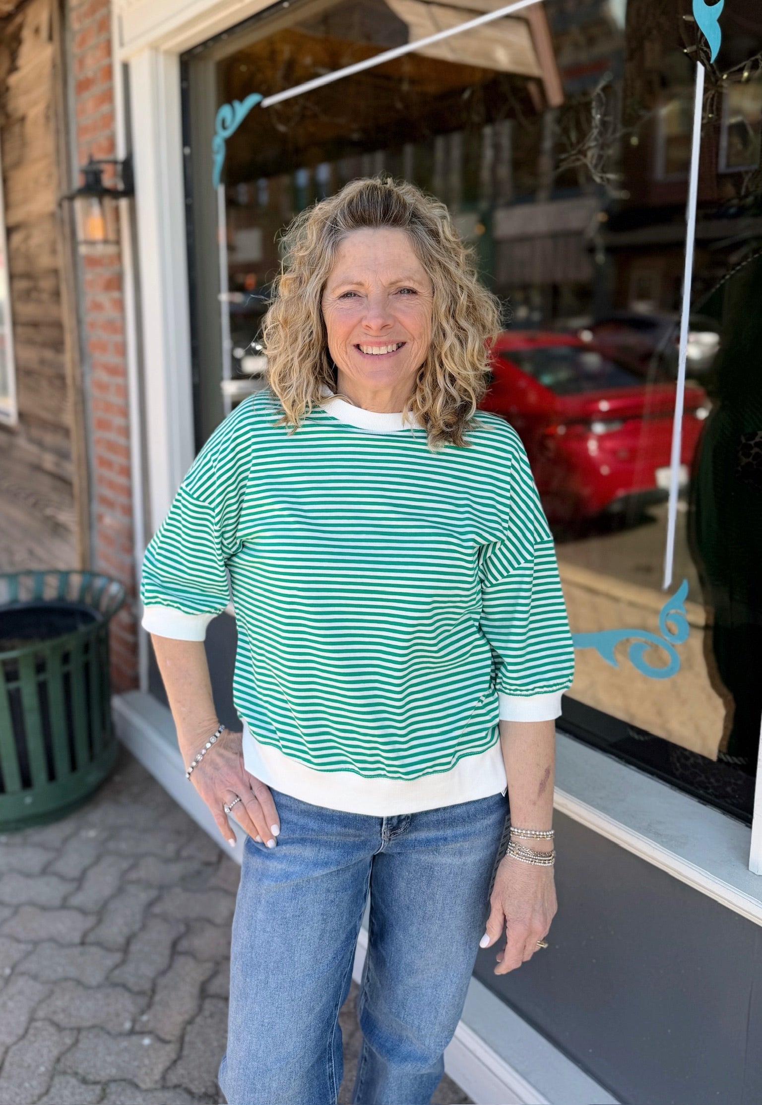 Striped Banded Trim Top
