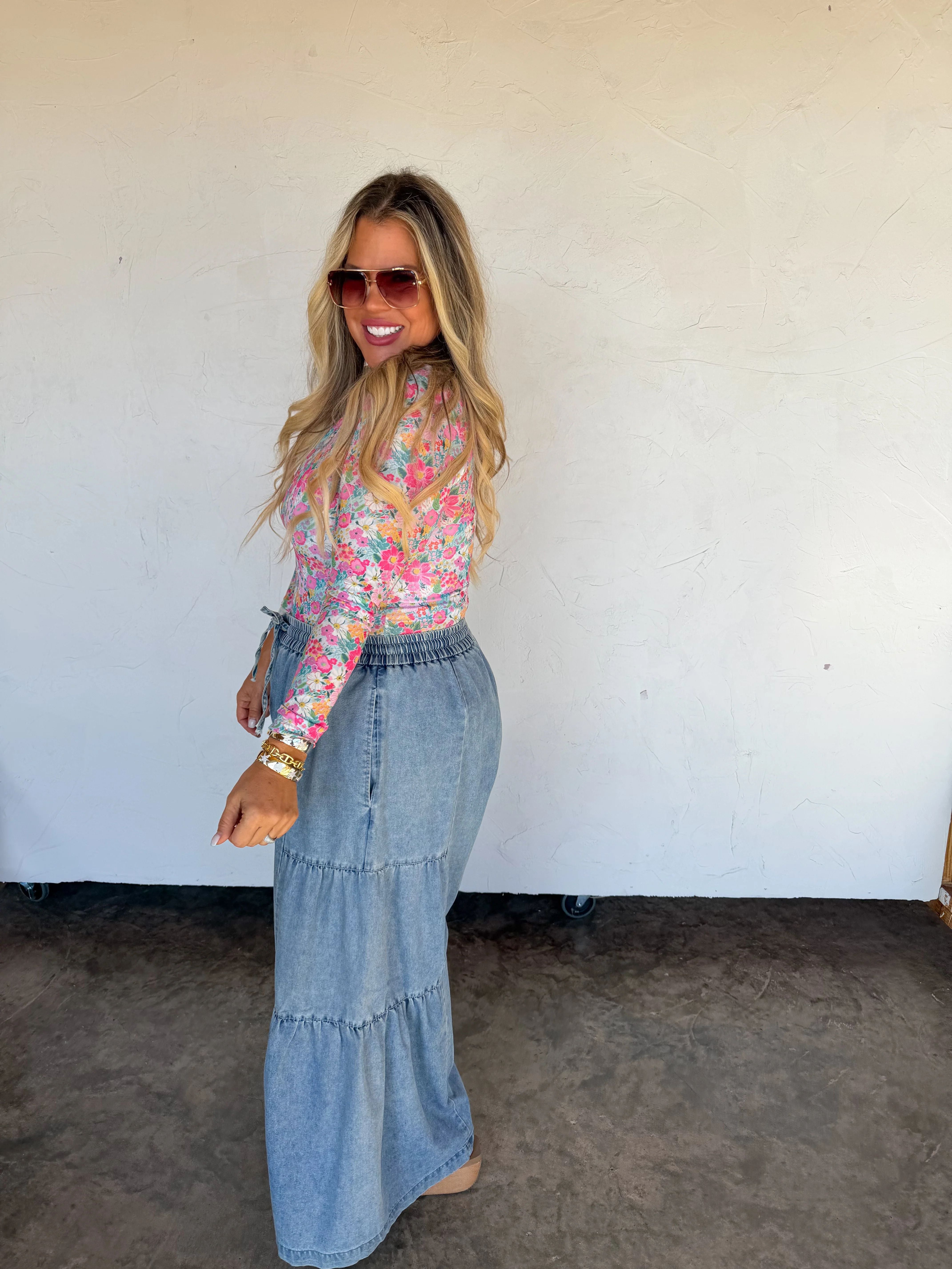 Curvy Pink Floral Mesh Top