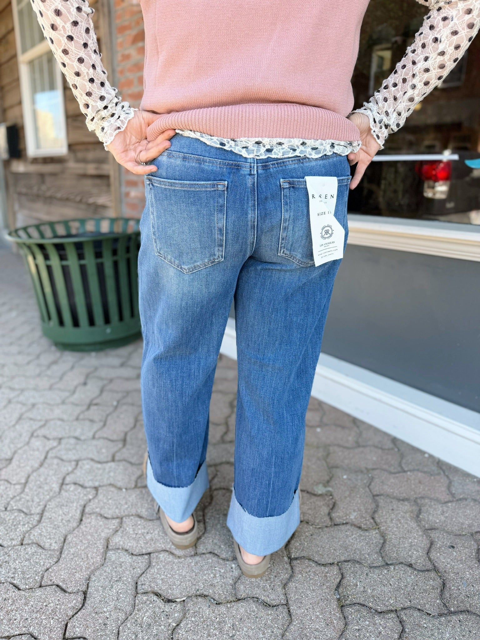 Lila's Mid Rise Straight Cuffed Jeans