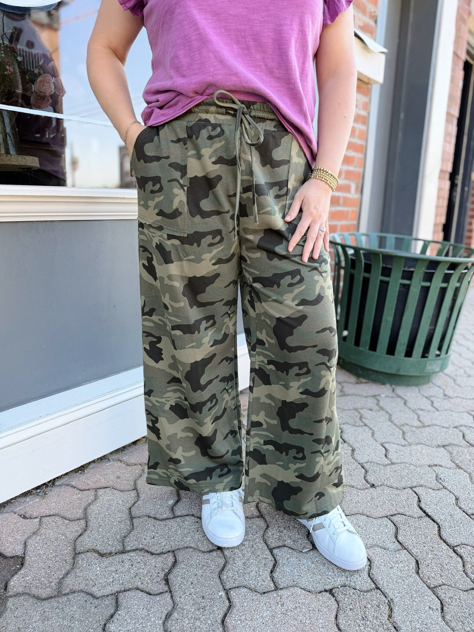 Camo Wide Leg Cotton Pants