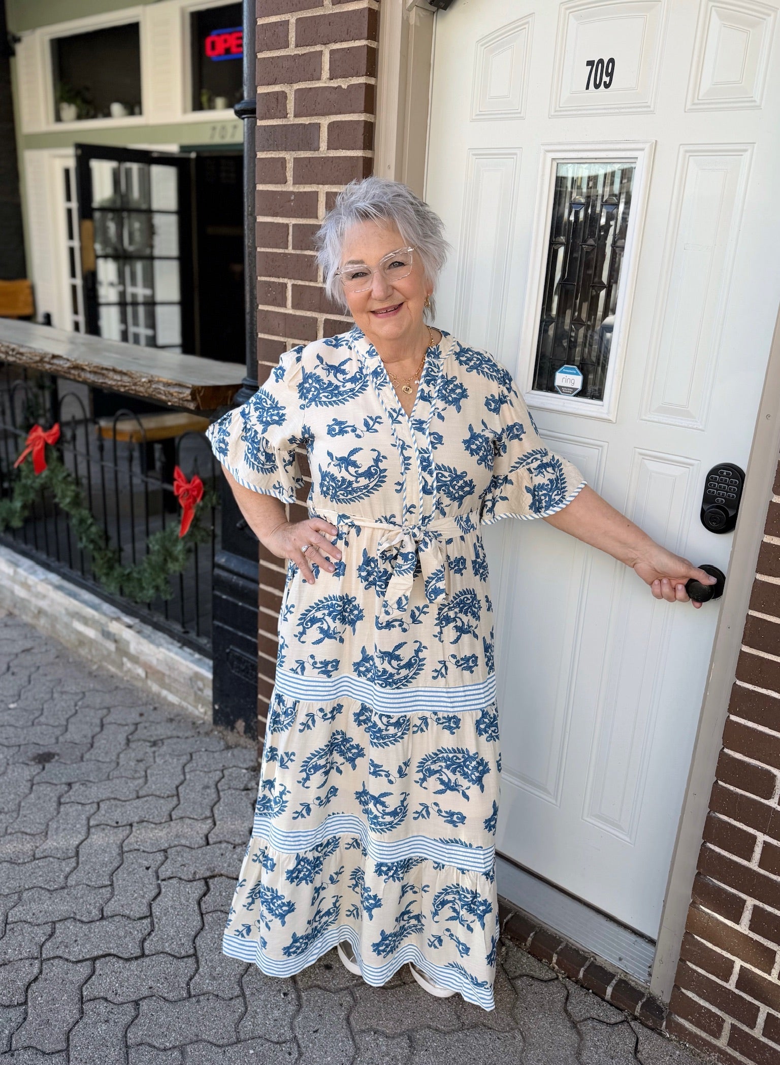 Paisley Short Ruffled Sleeve Tiered Maxi Dress