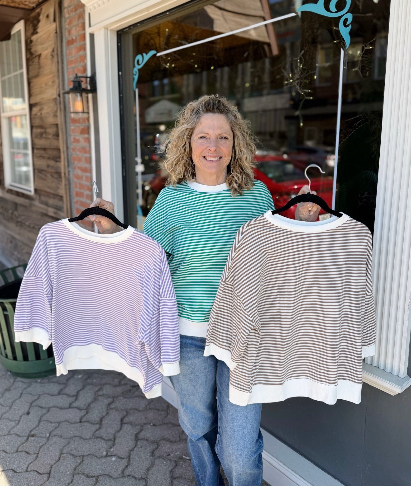 Striped Banded Trim Top