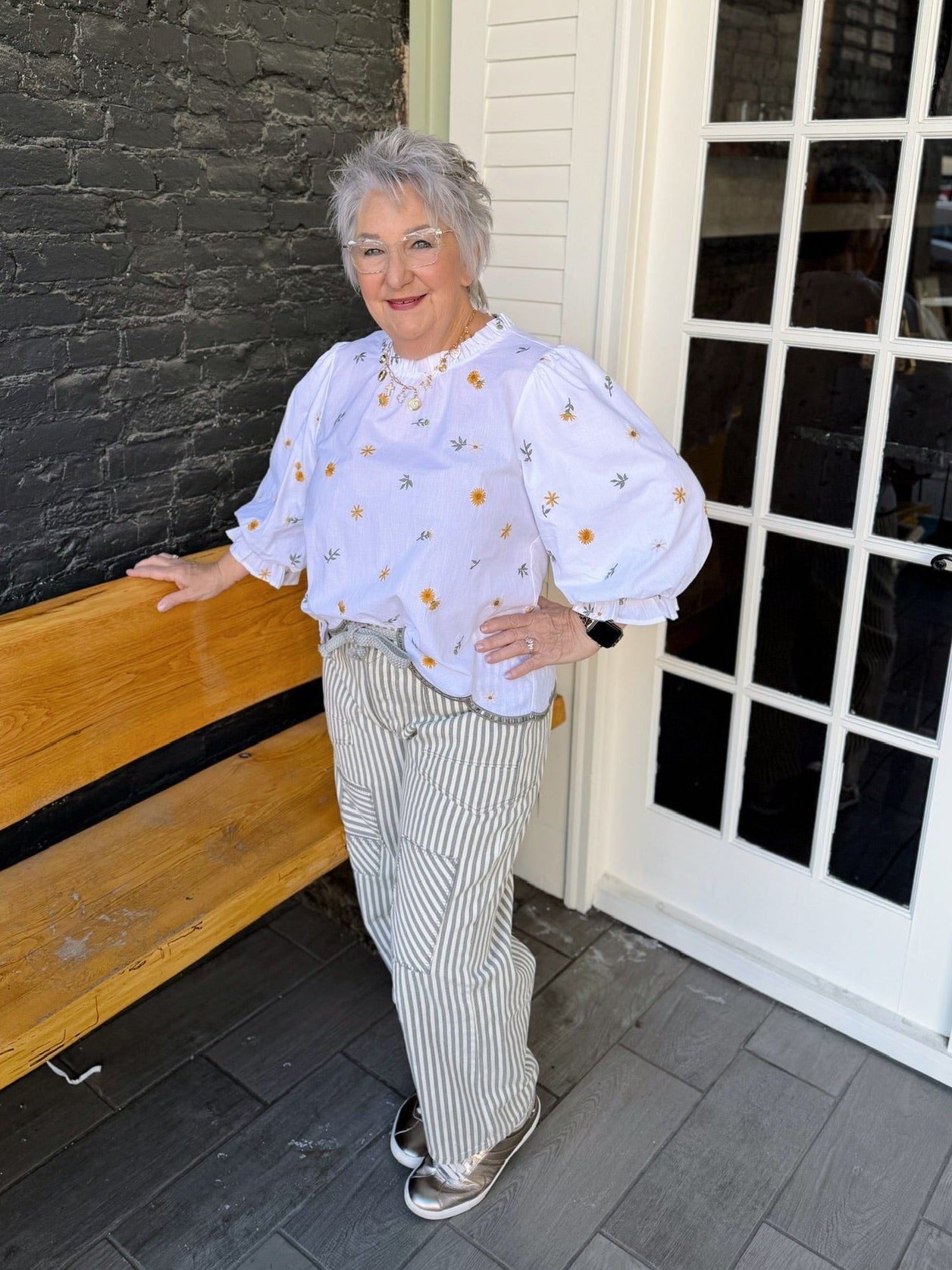 Gray Striped Rope String Waisted Pants
