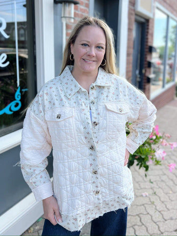 Quilted Floral Button Down Shacket