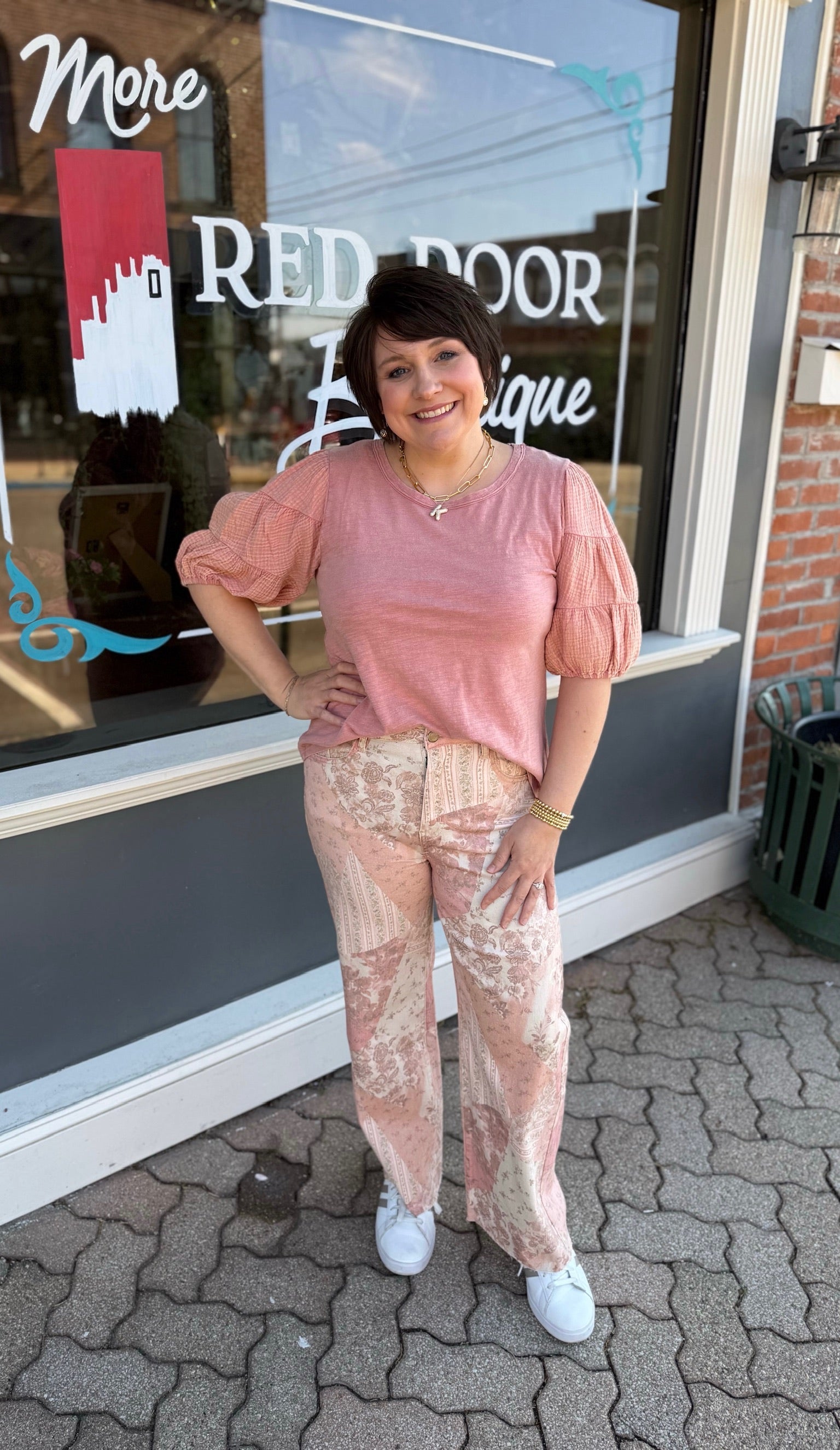 Patchwork Printed Stretch Pants