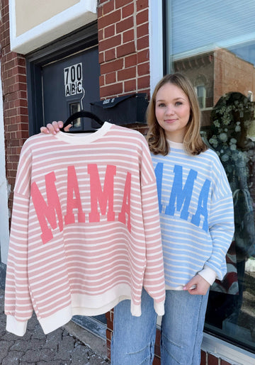 MAMA Soft Knit Stripe Long Sleeve Top