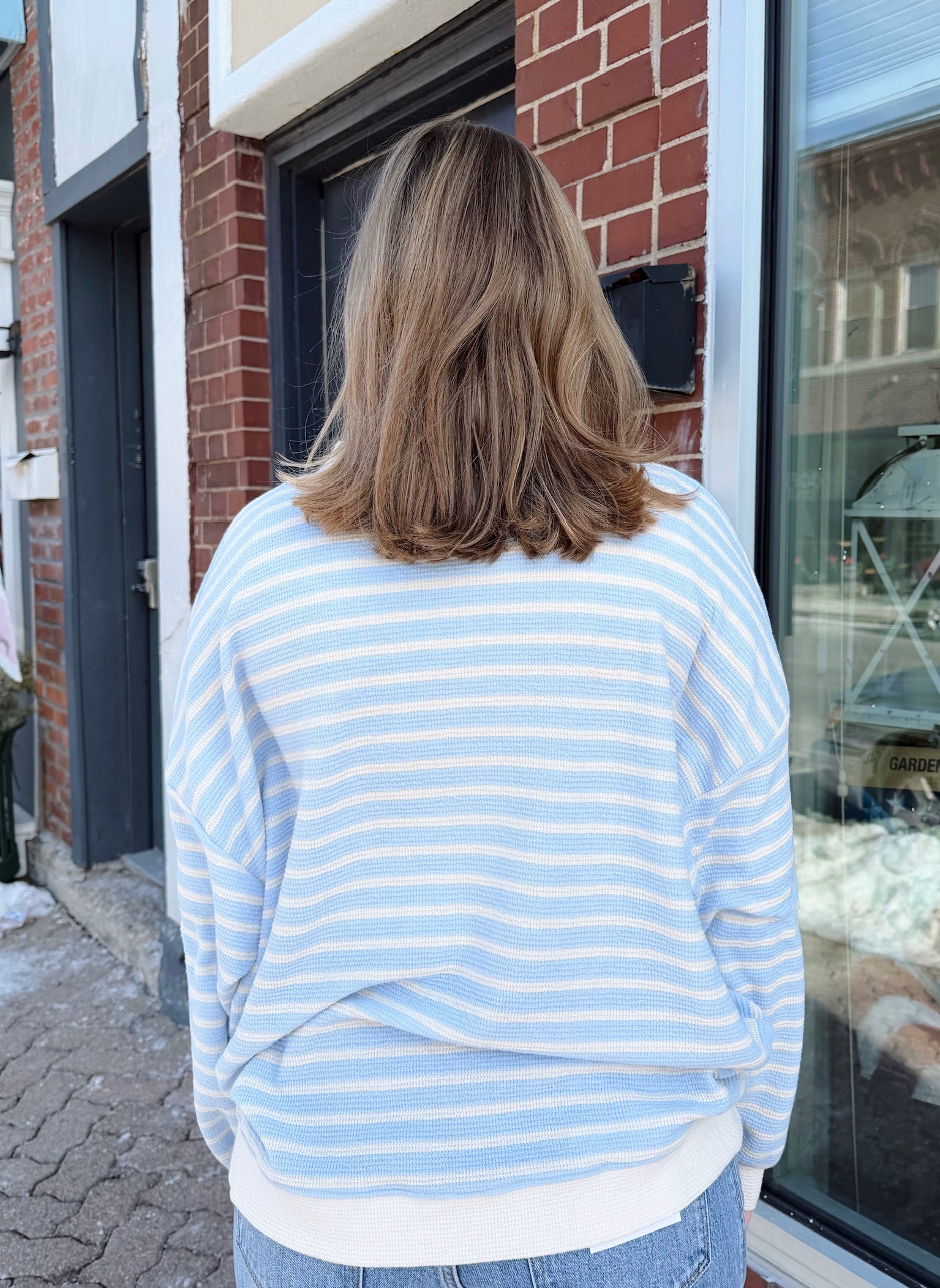 MAMA Soft Knit Stripe Long Sleeve Top