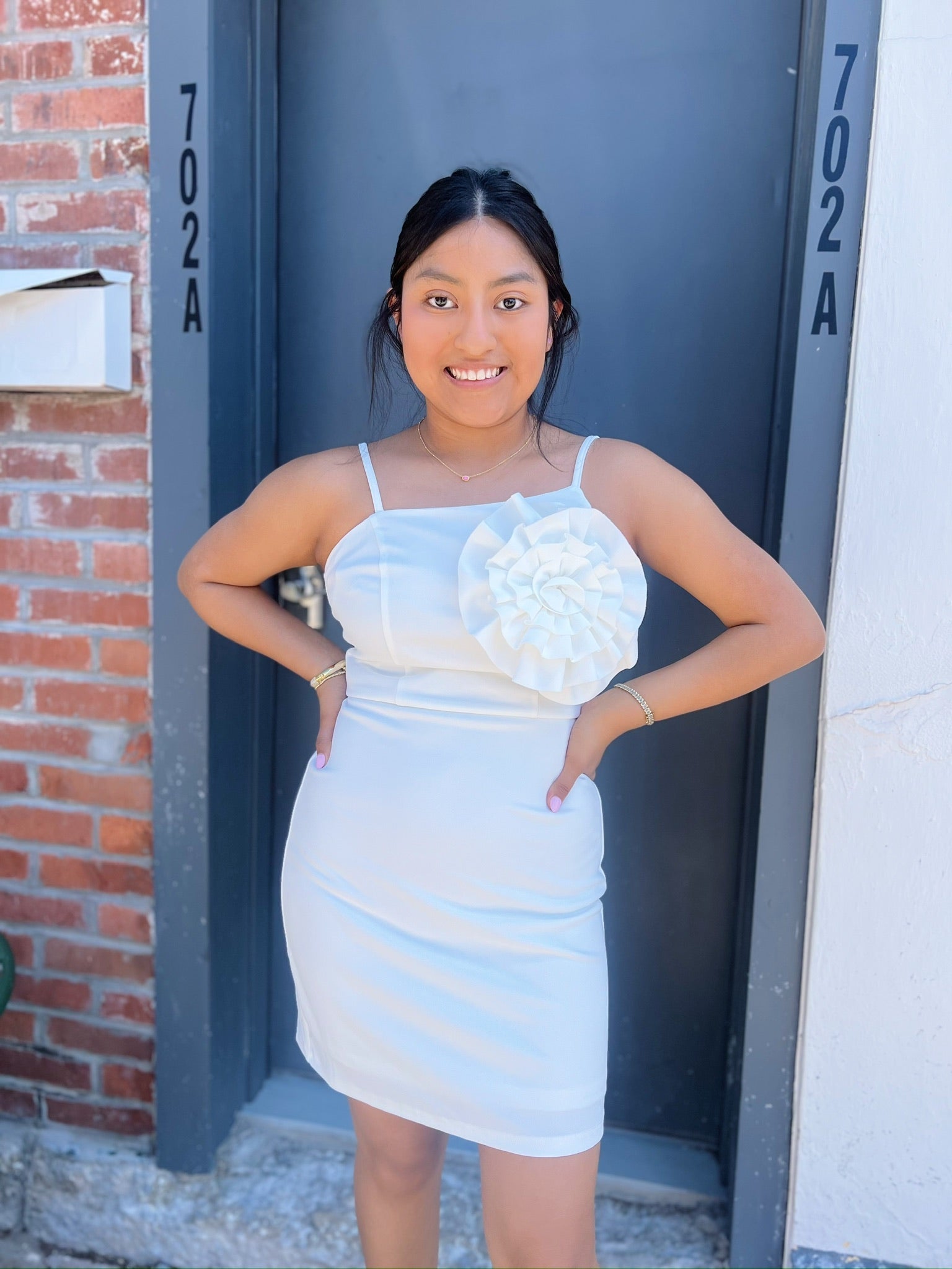 Off White Rosette Dress
