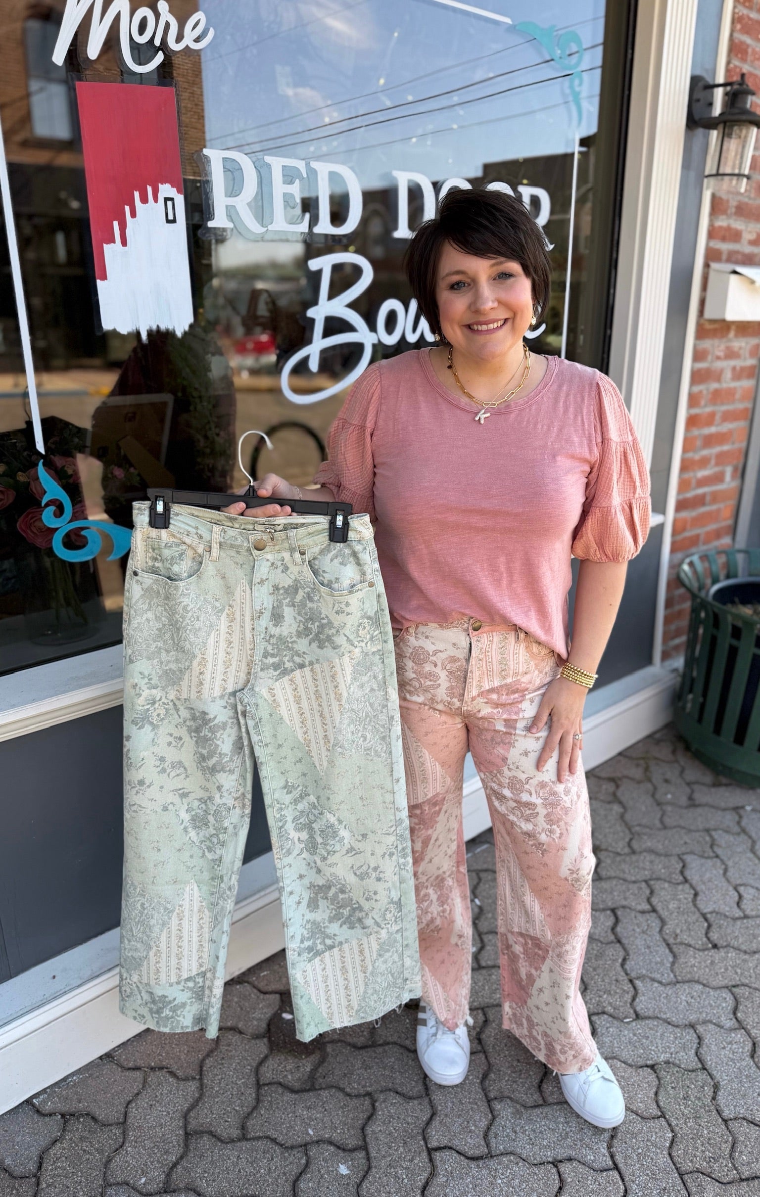 Patchwork Printed Stretch Pants