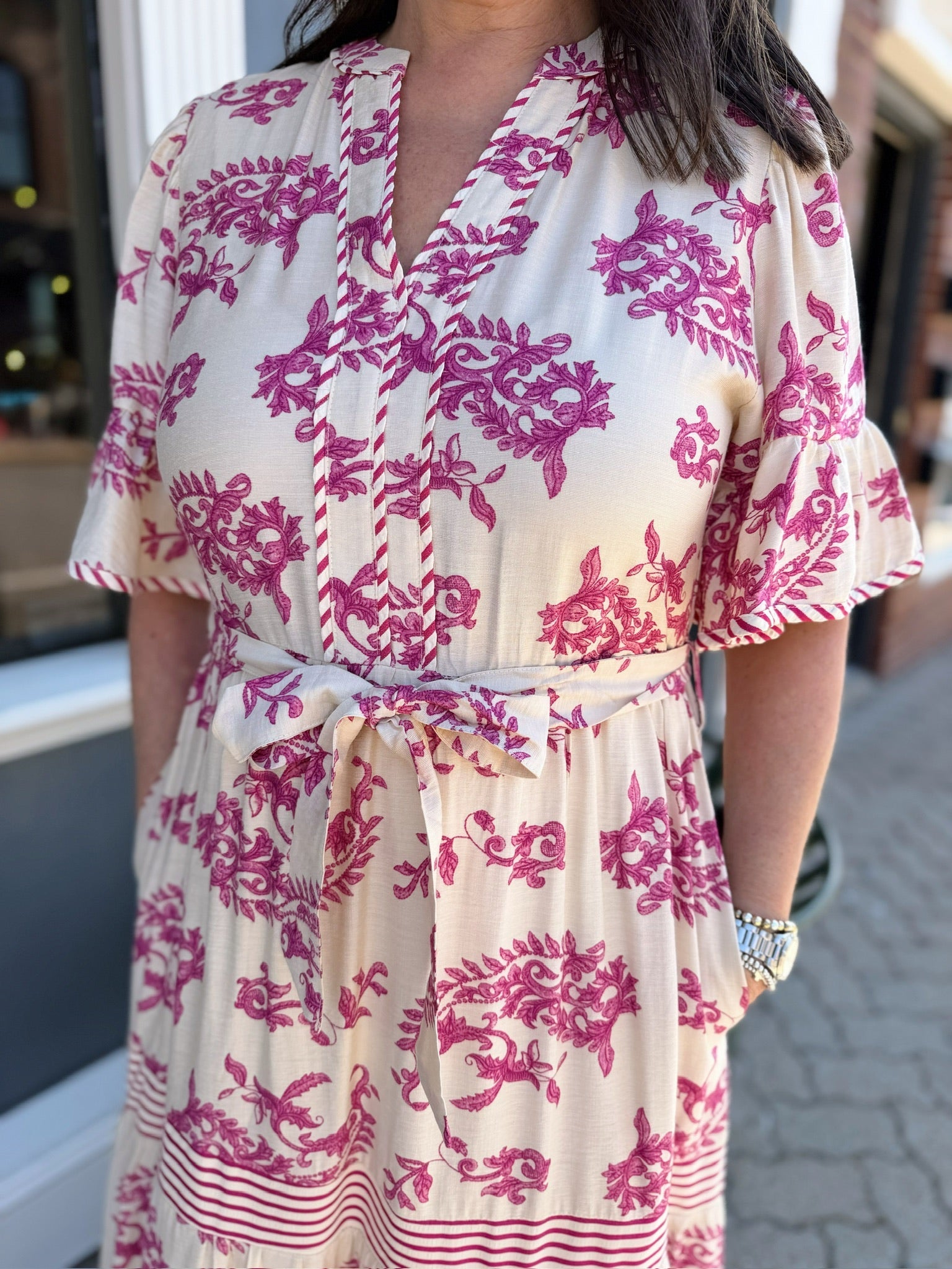 Paisley Short Ruffled Sleeve Tiered Maxi Dress