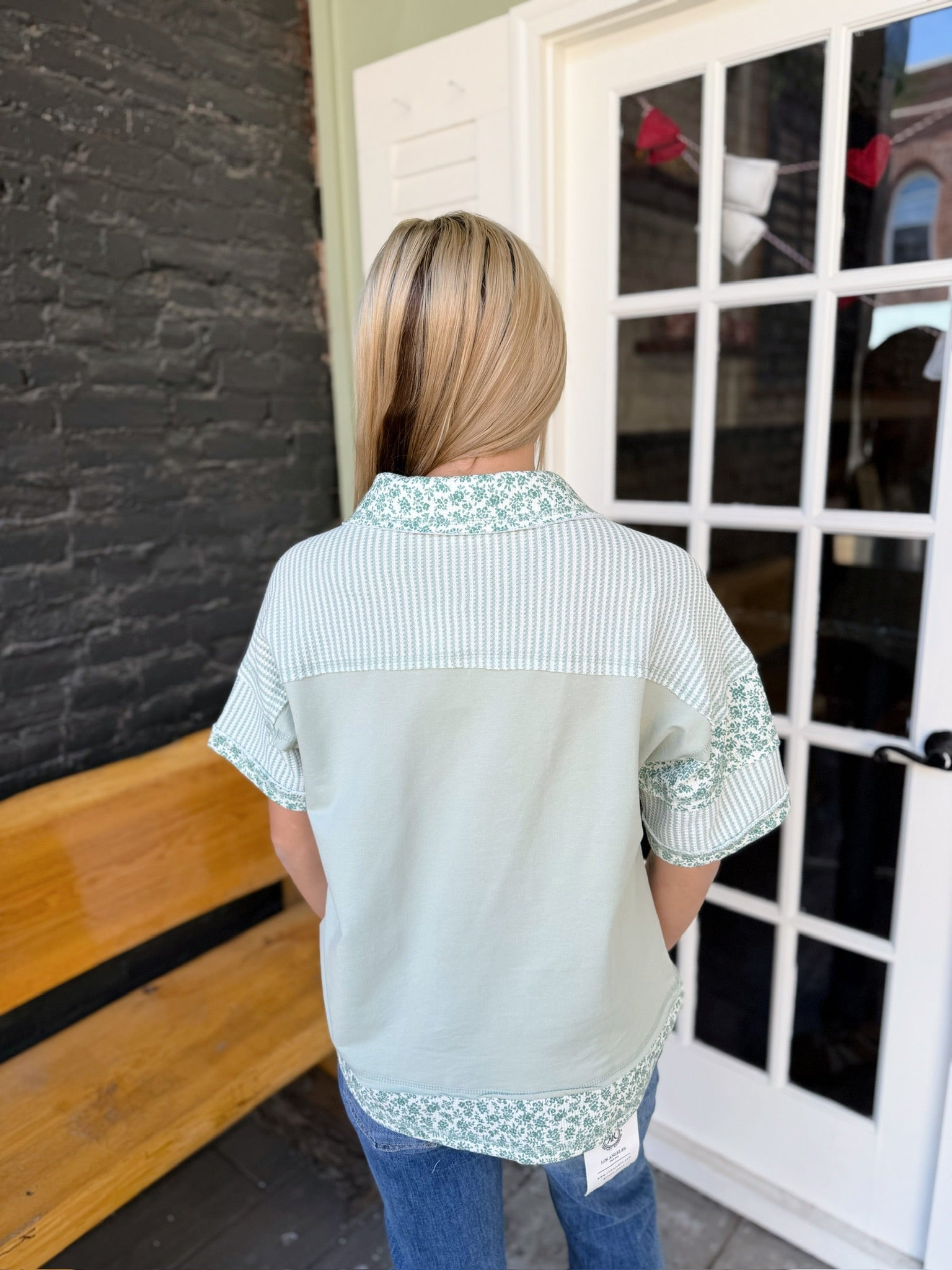 Floral Half Button Down Collared Top
