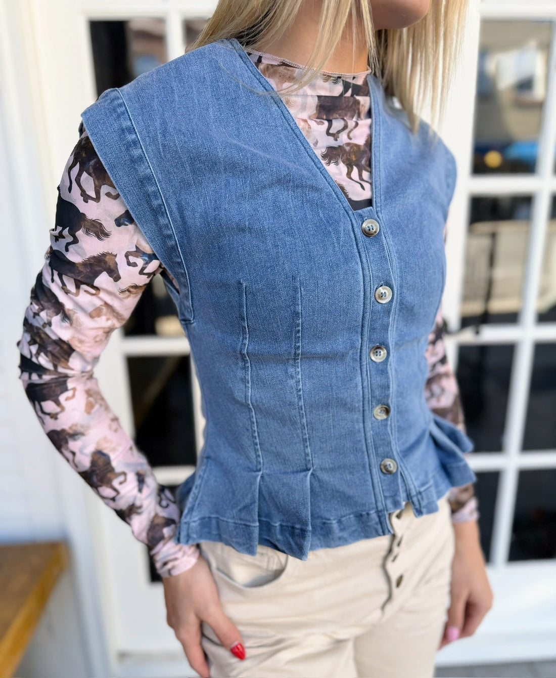 Dusty Rose Horse Mesh Top