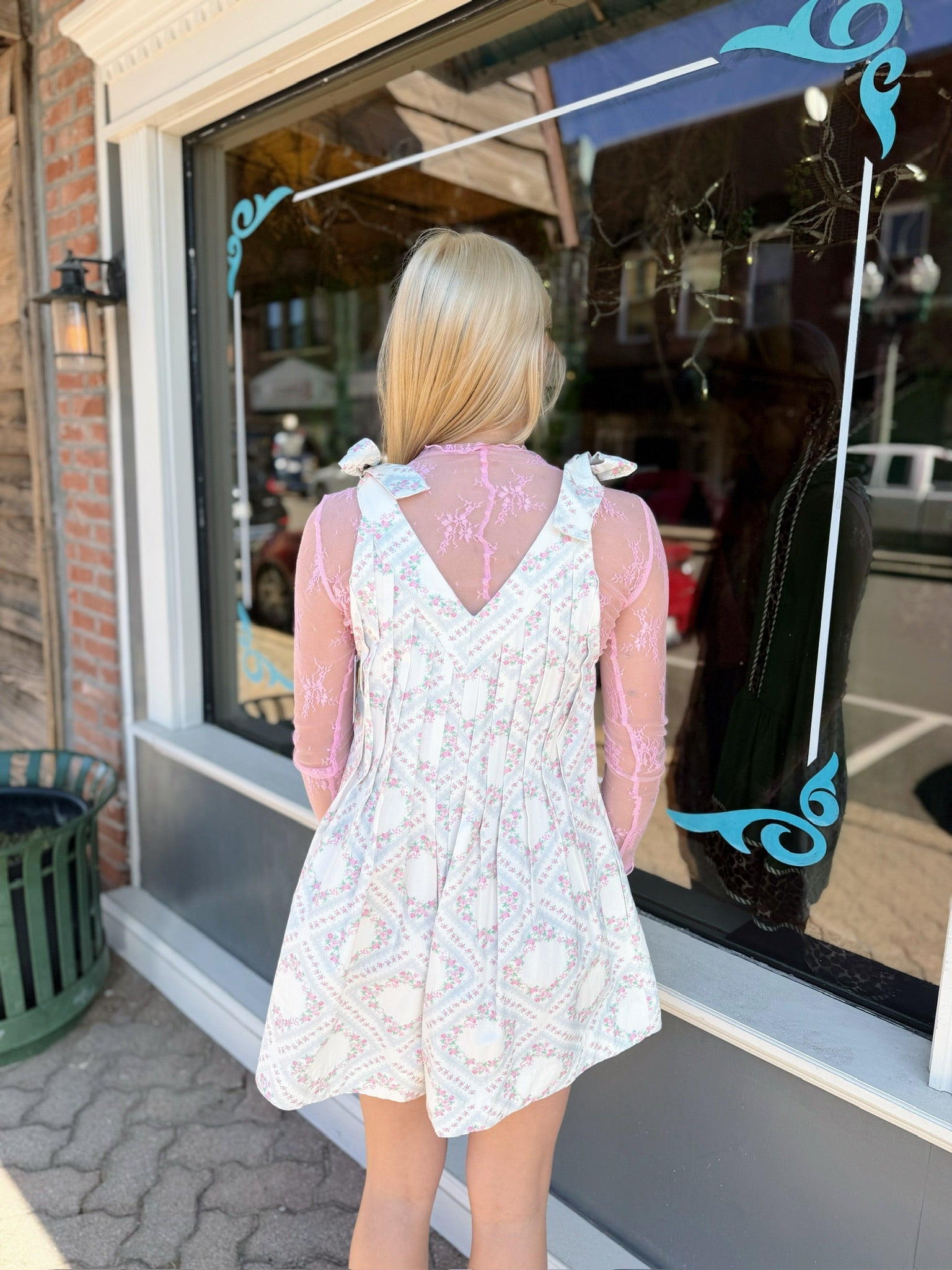 Ditsy Floral Romper with Bows on Shoulders
