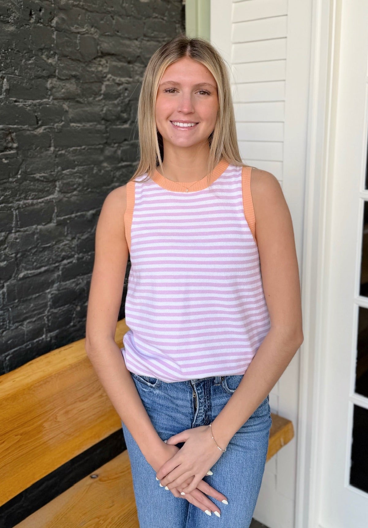 Sleeveless Crew Neck Knit Top