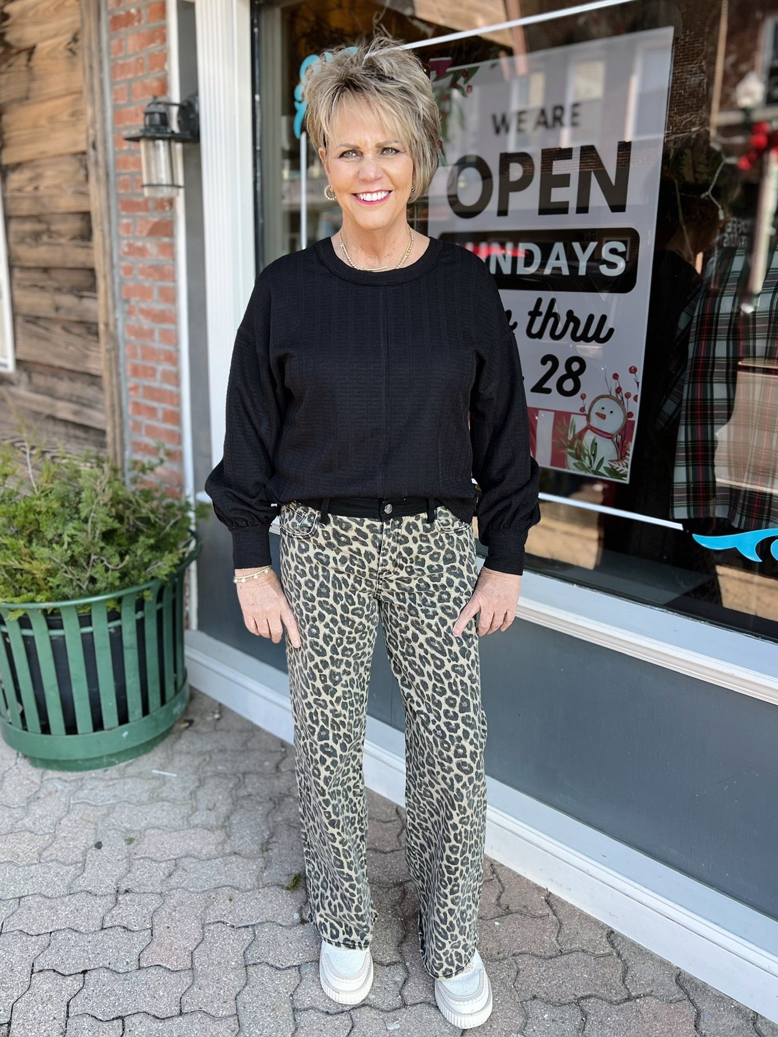 Tanner's High Rise Leopard Wide Leg Jeans