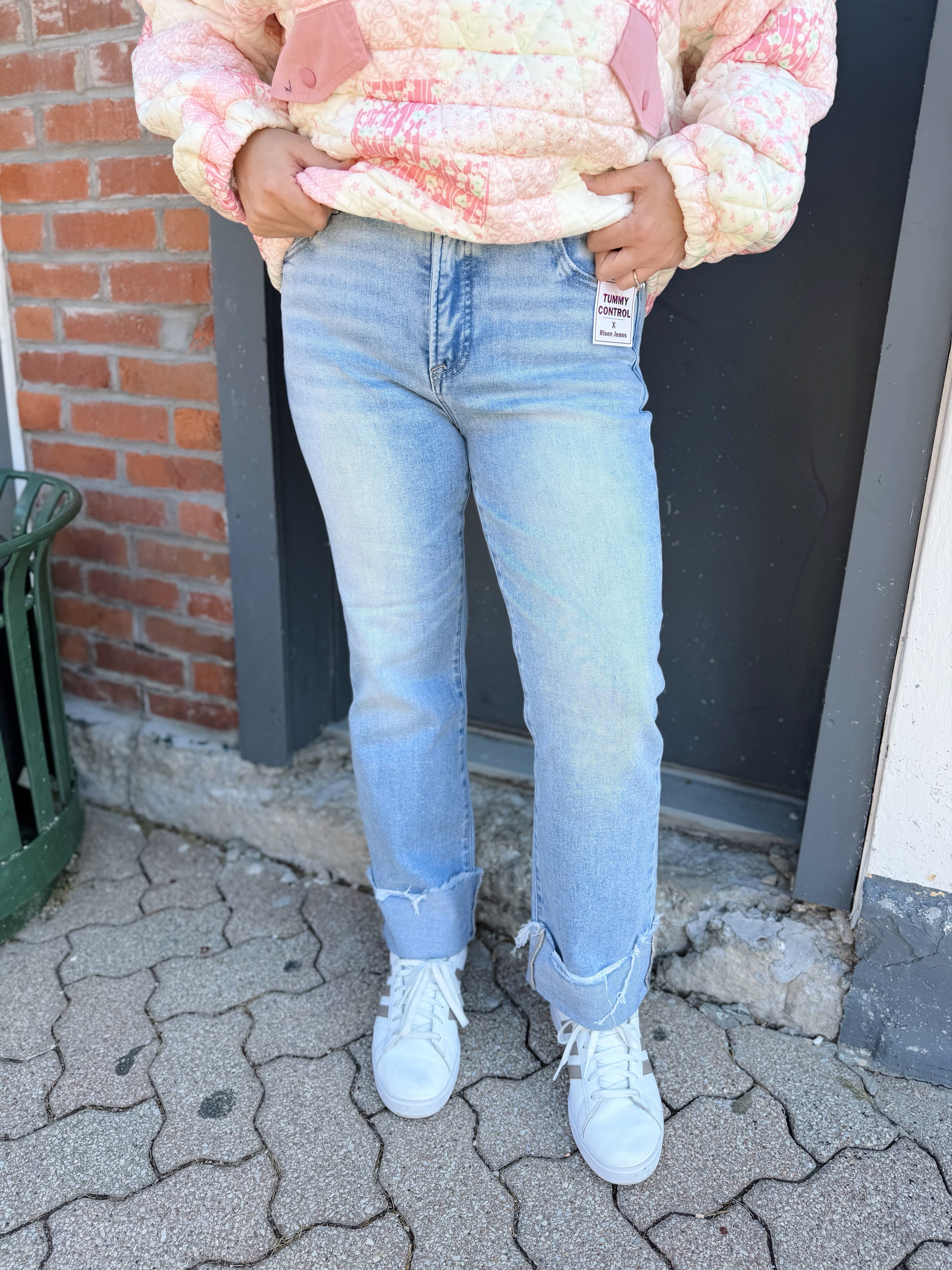 Skylar's TC High Rise Crop Straight Cuffed Jeans