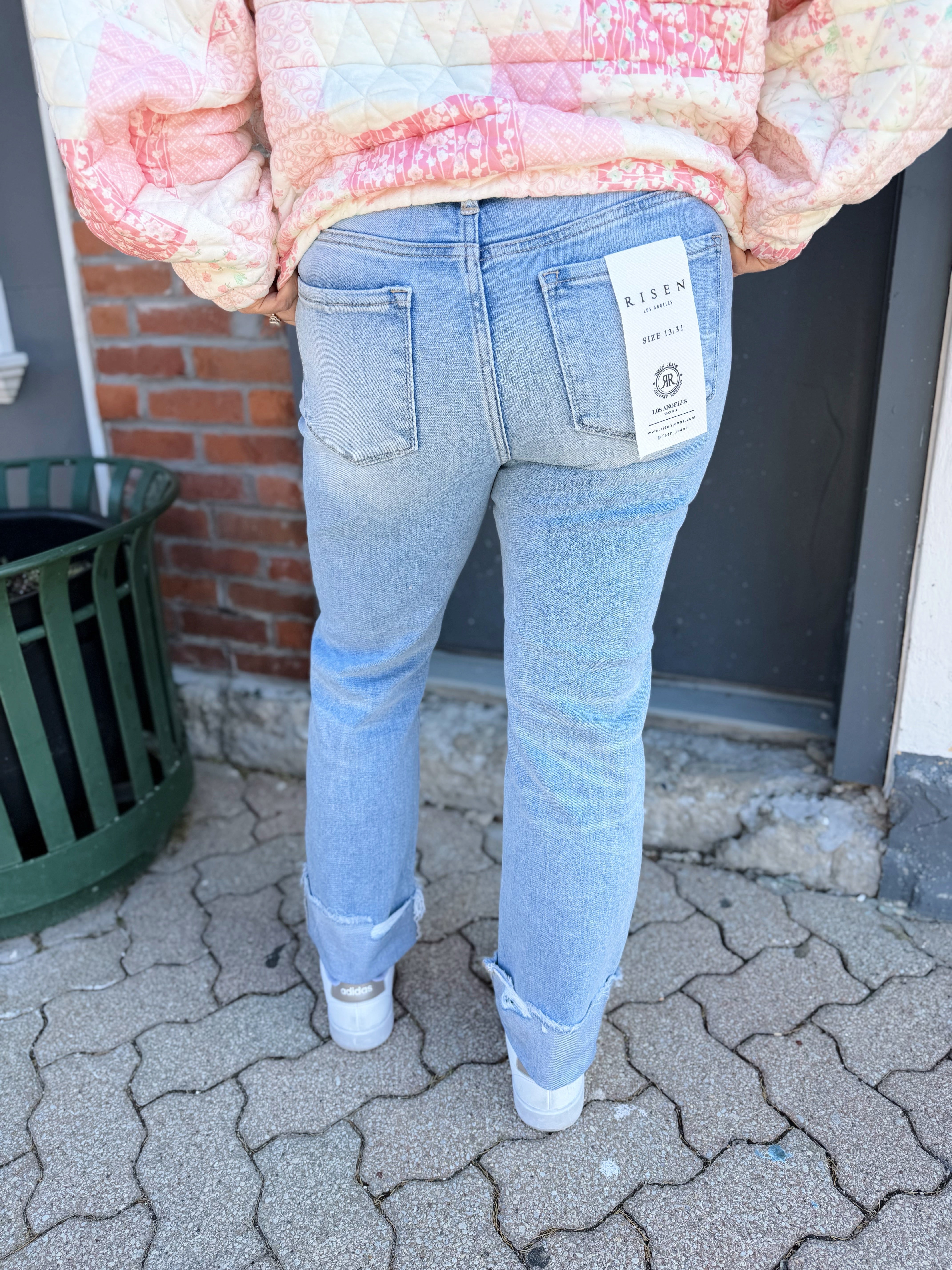 Skylar's TC High Rise Crop Straight Cuffed Jeans