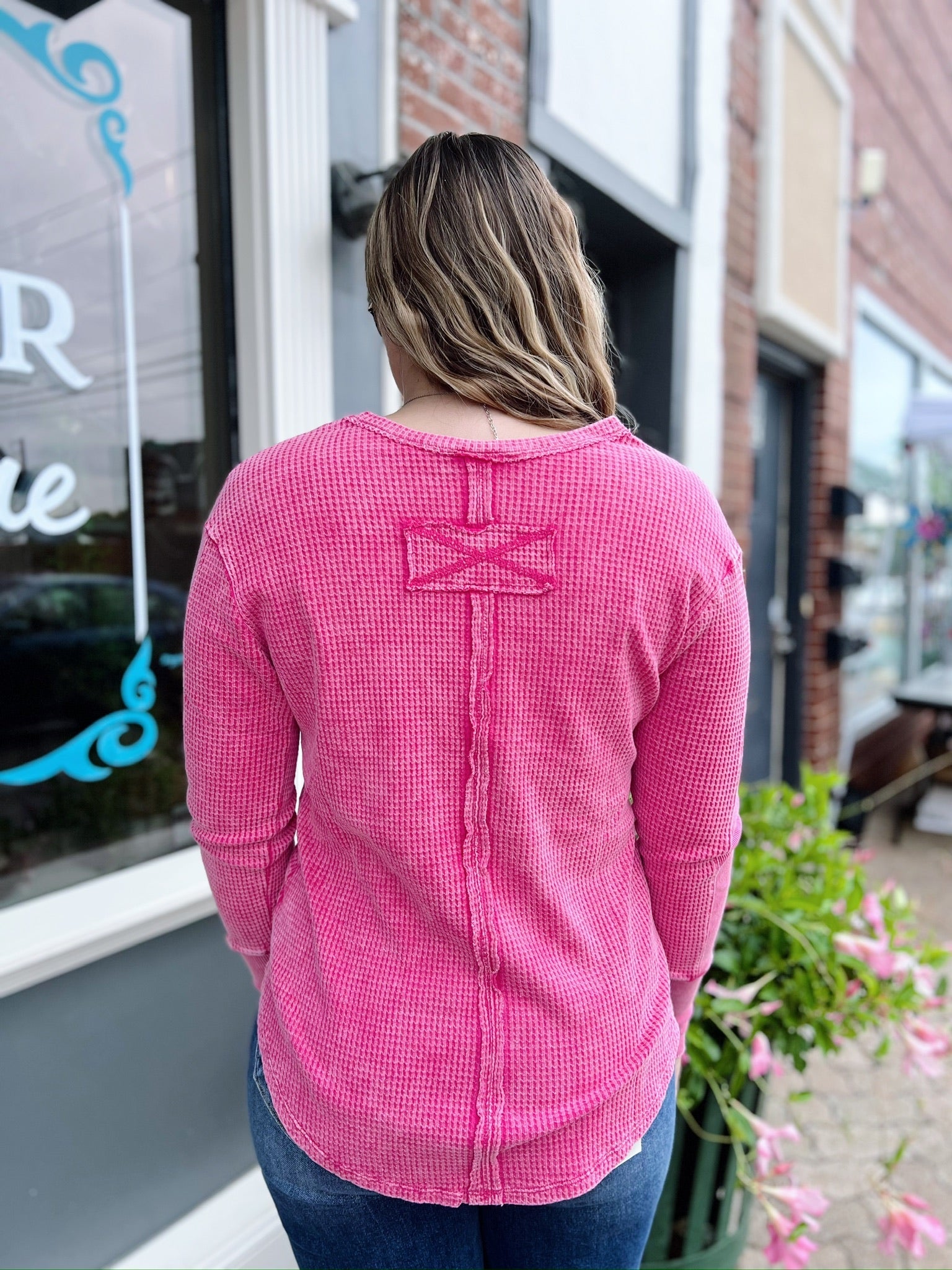 Long Sleeve Waffleknit Top