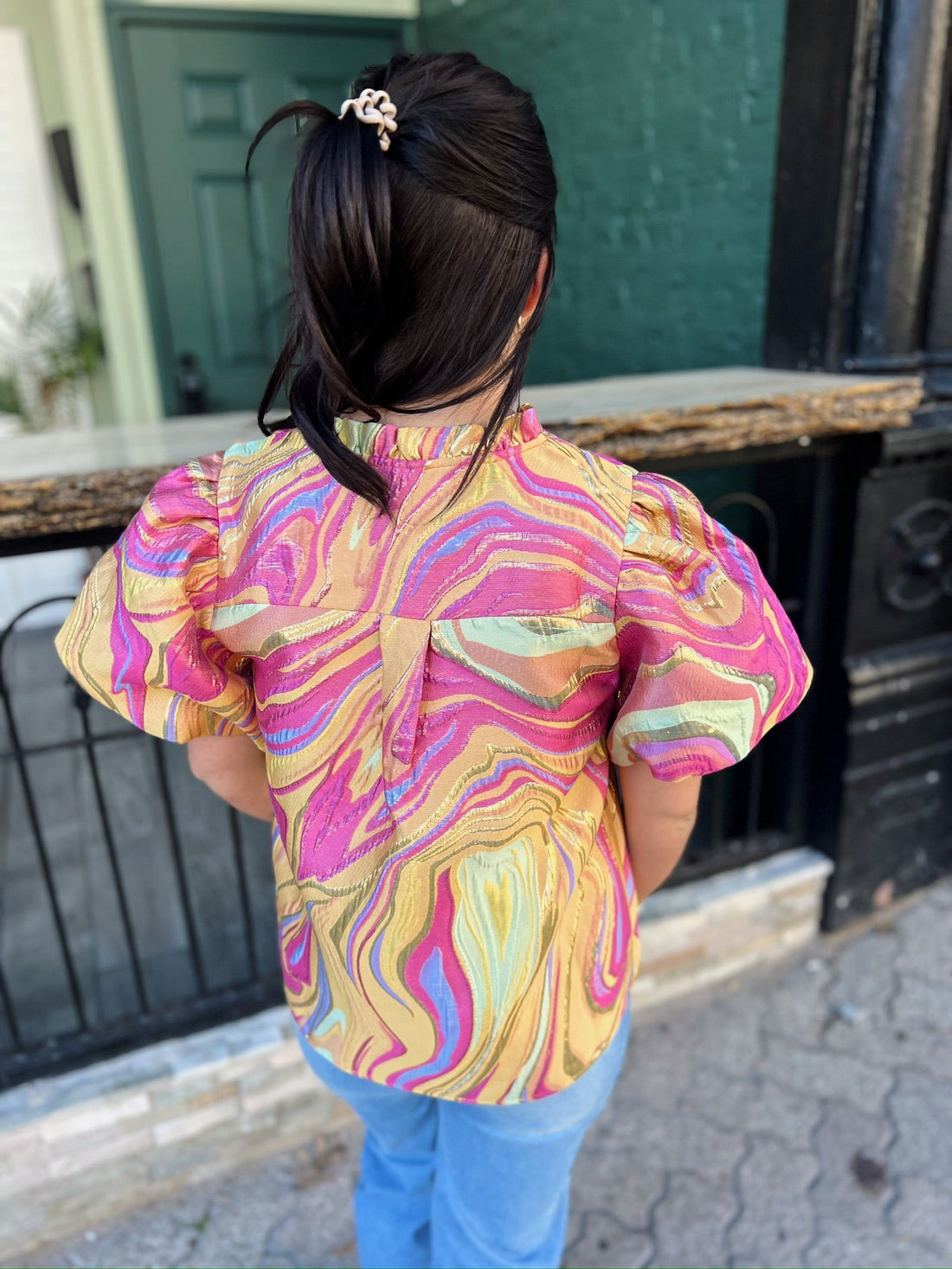 Multicolor Abstract Jacquard Top
