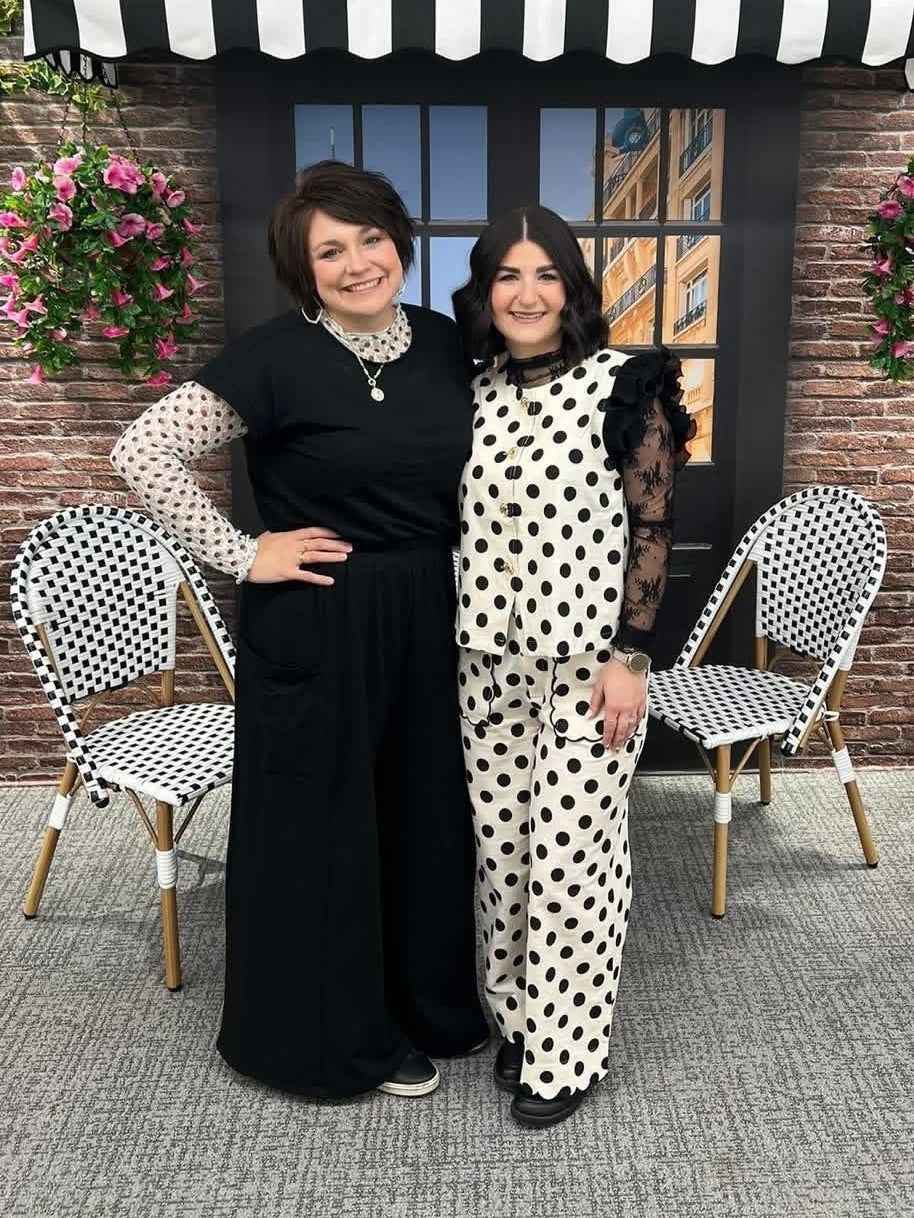 Black Polka Dot Scallop Edge Detailed Pants