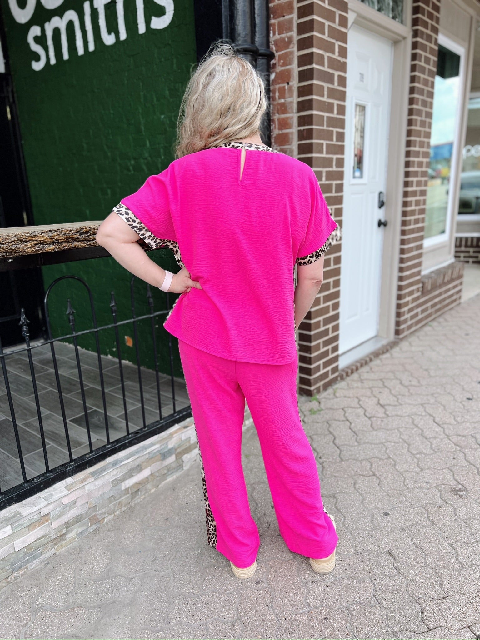 Pink Leopard Accent Casual Pants