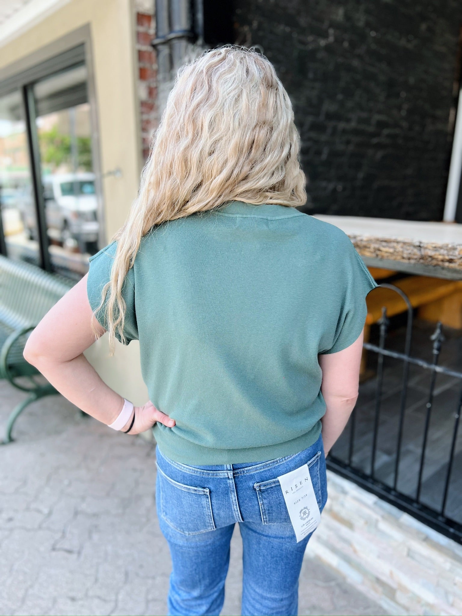 Round Neck Short Dolman Sleeve Top