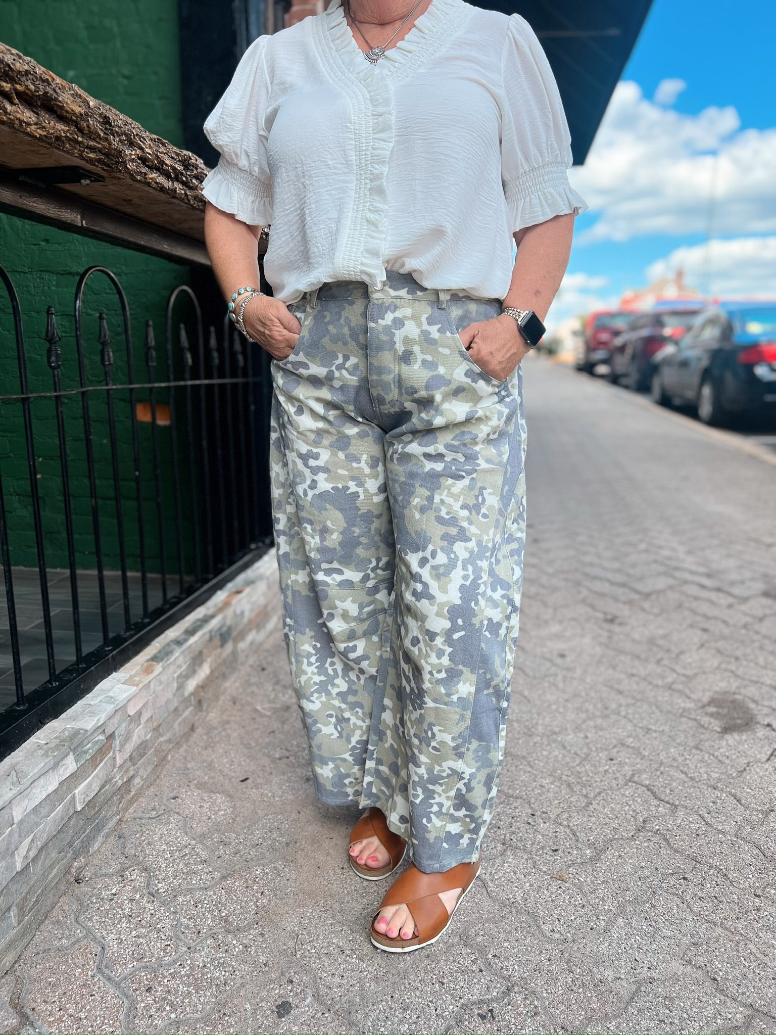 Sage Soft Washed Camo Barrel Pants