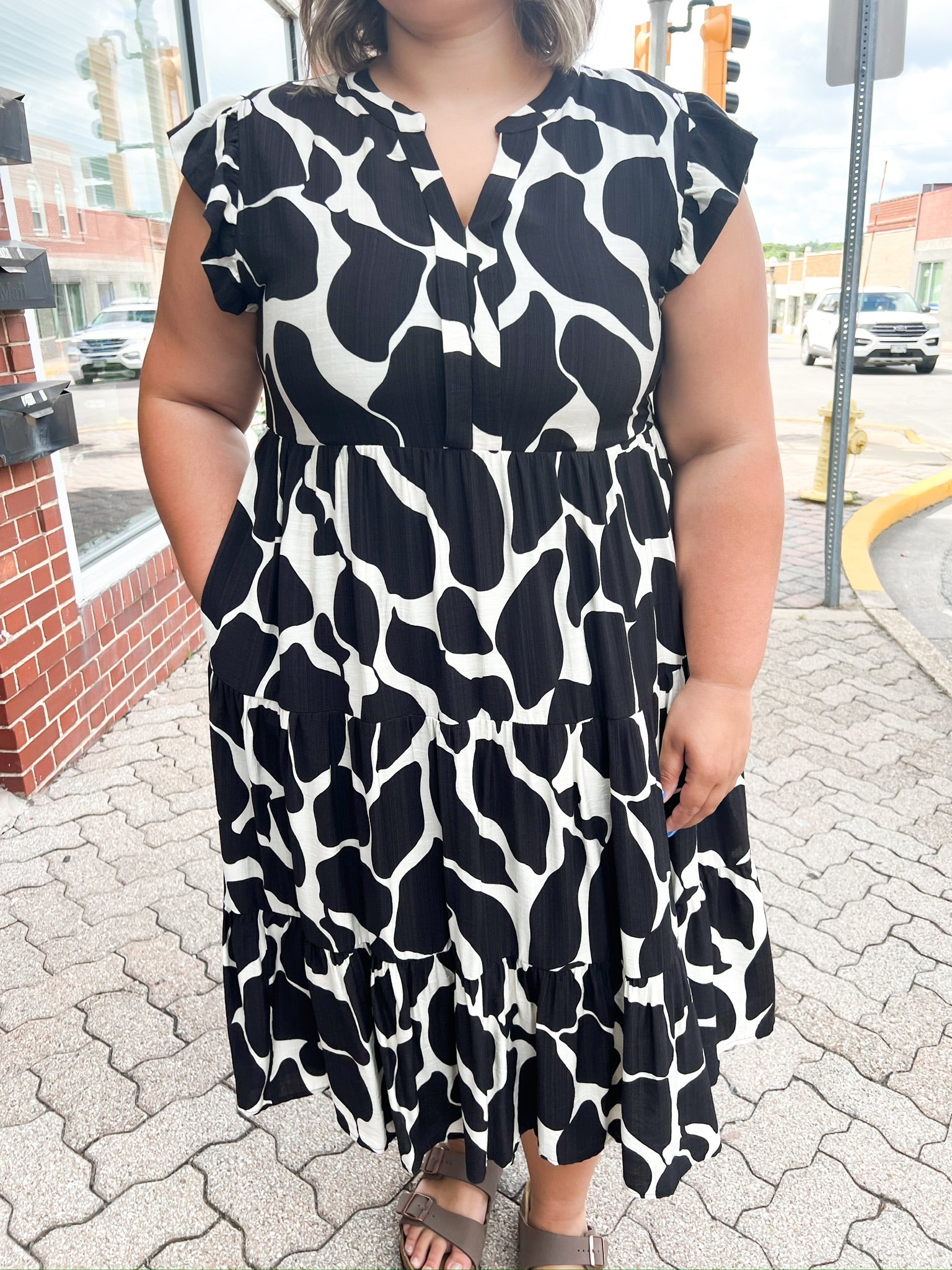 Curvy Print Tiered Layer Dress