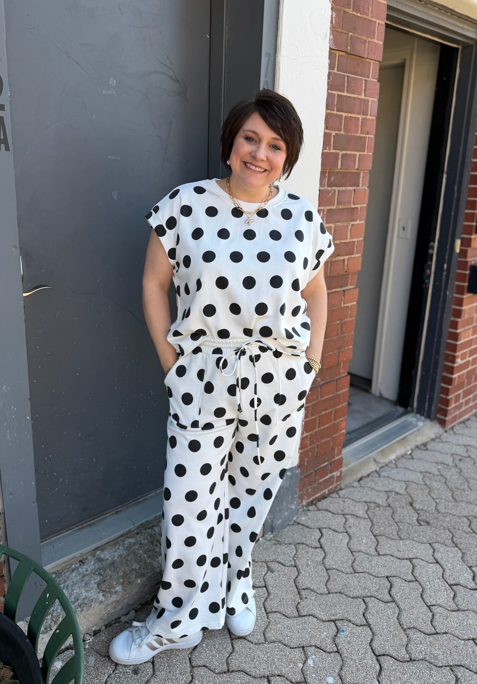 Black and White Polka Dot Short Sleeve Set