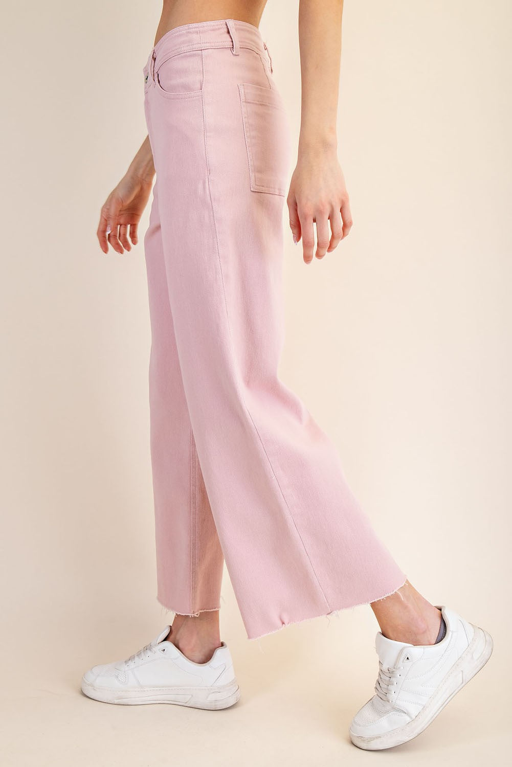 Curvy Dusty Pink Wide Leg Twill Pant