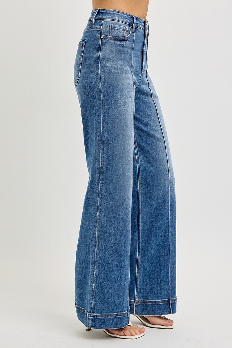 Ollie's High Rise Wide front Pintuck Jeans