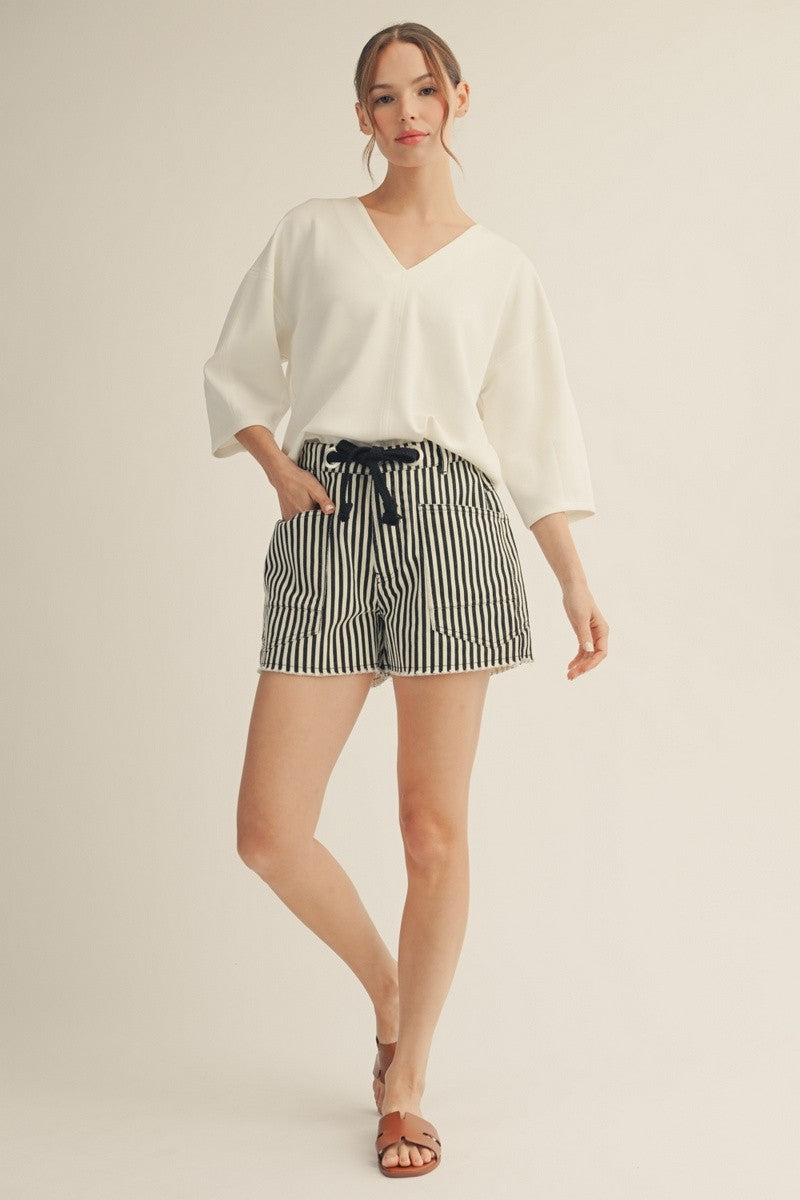 Striped Braided Belt Shorts