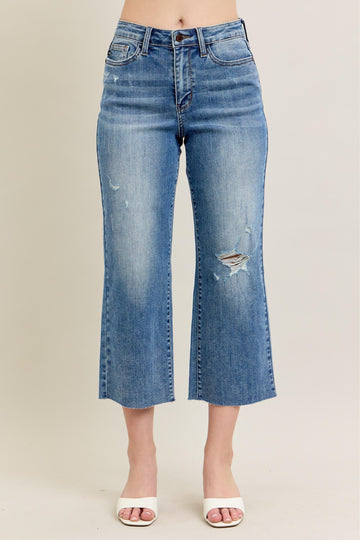 Harmony Distressed Wide Leg Denim