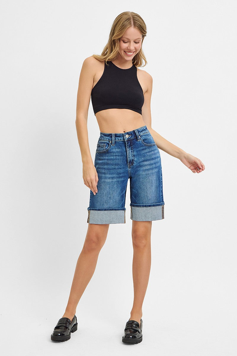 Curvy Poet's High Rise Mid Length Cuffed Shorts