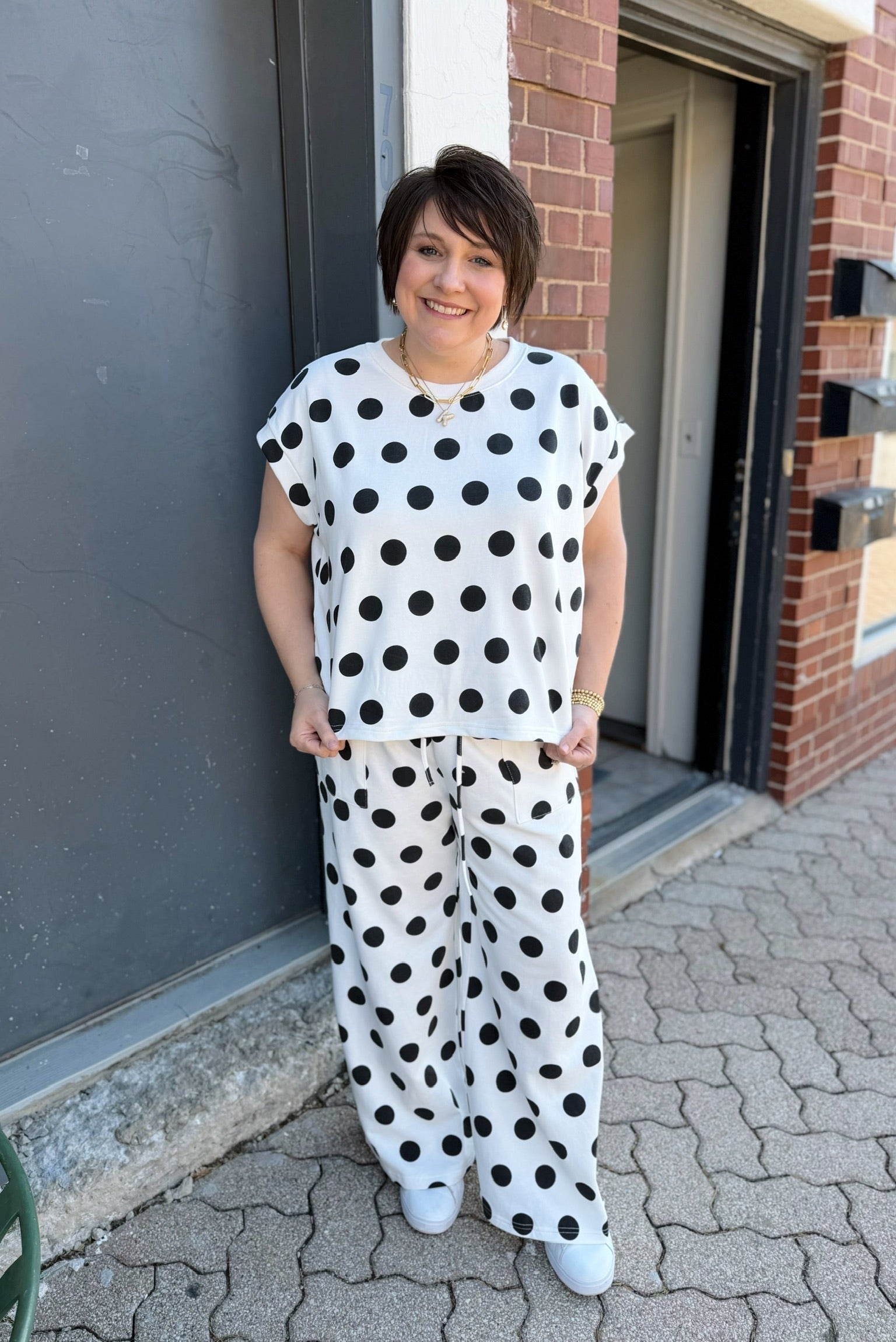 Black and White Polka Dot Short Sleeve Set