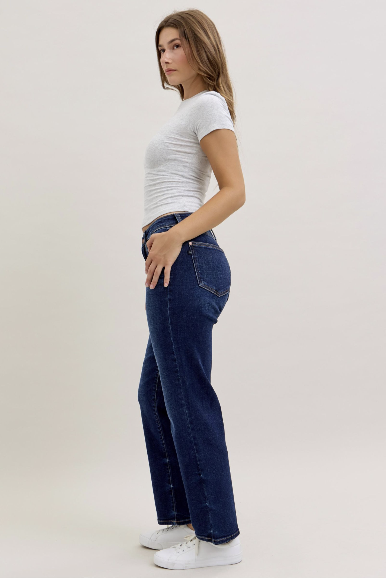 Reese's Mid Rise Dark Wash Straight Fit Jeans